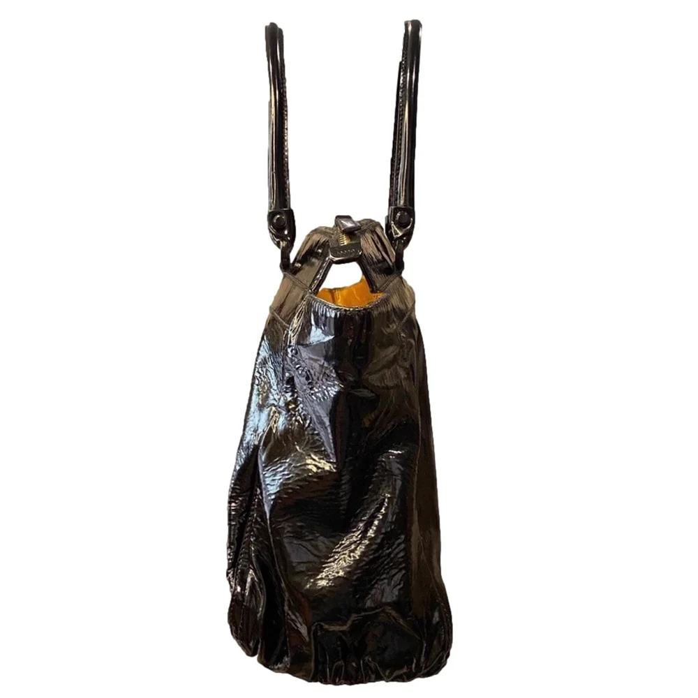 GUCCI Black Patent Leather Horsebit Tote Shoulder Bag - Recolored